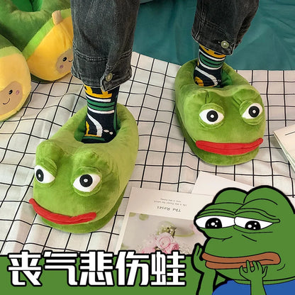 Sad Frog Plush Slipper
