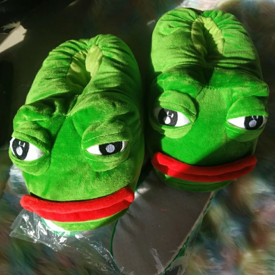 Sad Frog Plush Slipper